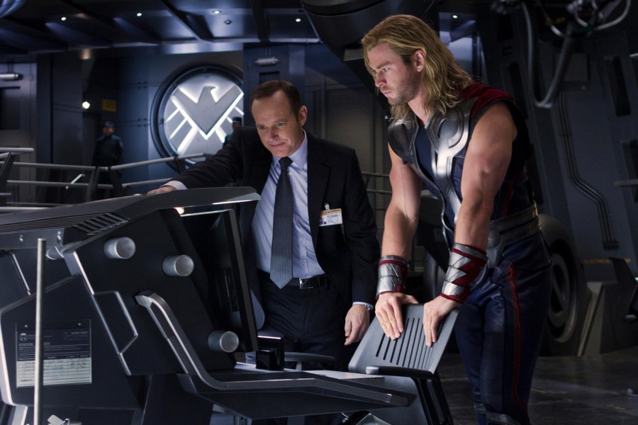 Here's a New Image of The Avengers featuring Thor, Agent Coulson and a Chair